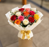 Premium Mixed Roses Bouquet & Black Forest Cake Birthday Combo