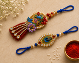 Premium Peacock Designer Rakhi Combo Set