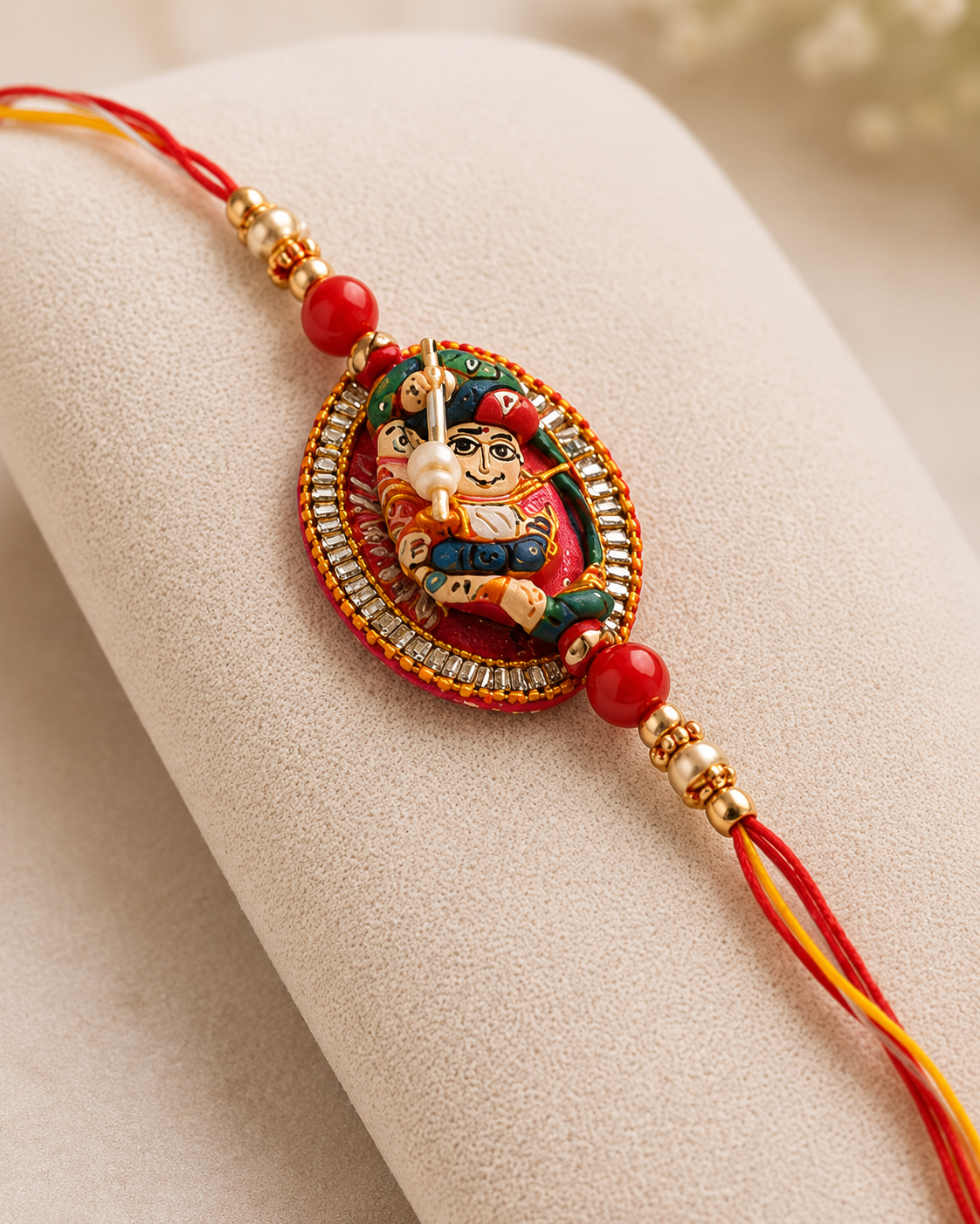 Radha Krishna Designer Rakhi & Lumba Set