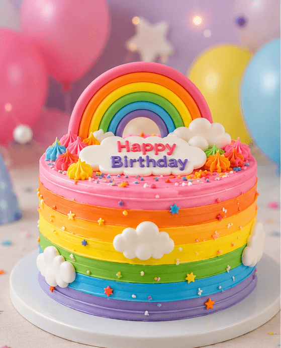Rainbow Delight Happy Birthday Cream Cake