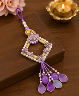 Lavender Pearl Paisley Designer Lumba Rakhi