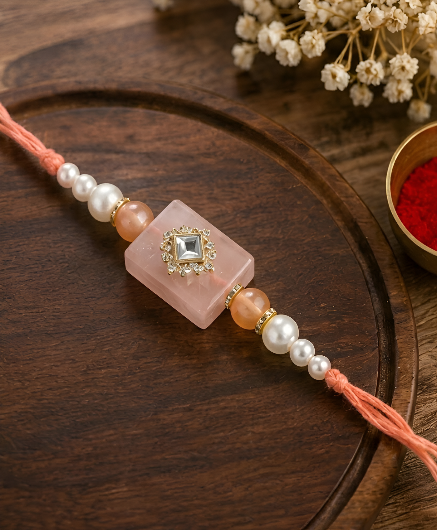 Blush Pink Crystal Designer Rakhi