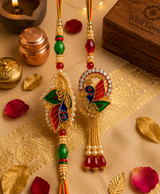 Mayur Milan Peacock Rakhi Set