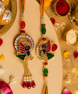 Mayur Milan Peacock Rakhi Set