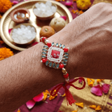 Red Meenakari Pearl Designer Rakhi