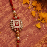 Red Meenakari Pearl Designer Rakhi