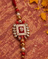 Red Meenakari Pearl Designer Rakhi