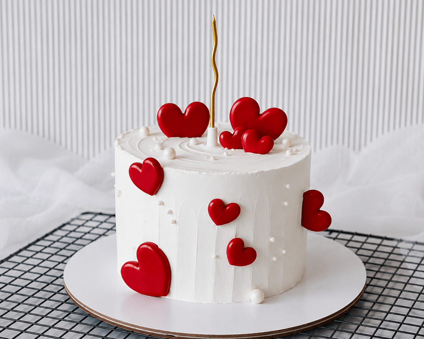 Romantic Red Heart Celebration Cake