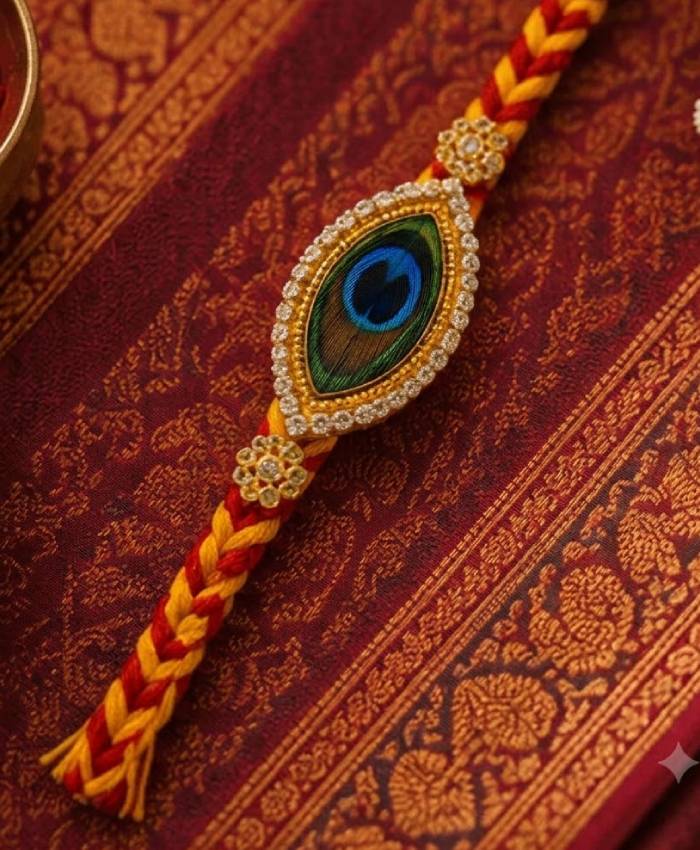 Royal Peacock Feather Designer Rakhi