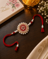 Royal Pearl Floral Red Rakhi