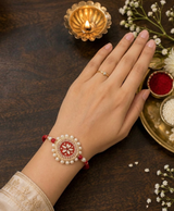 Royal Pearl Floral Red Rakhi
