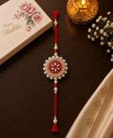 Royal Pearl Floral Red Rakhi