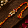 Royal Red & Yellow Braided Kundan Rakhi