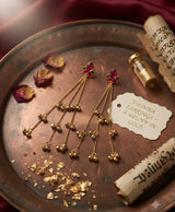 Ruby Bloom Long Chain Drop Earrings