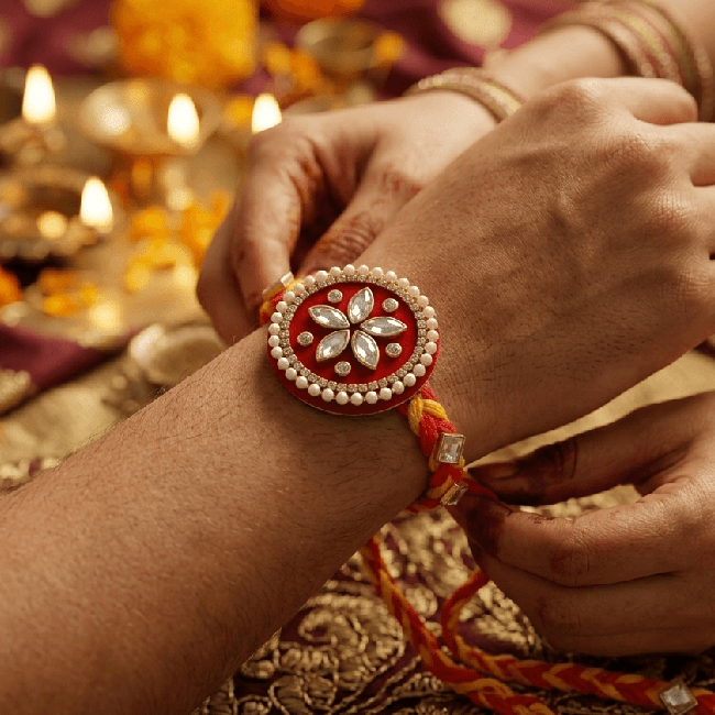 Ruby Pearl Floral Designer Rakhi