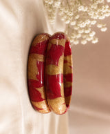 Traditional Red & Gold Hand-Painted Lac Bangle Set