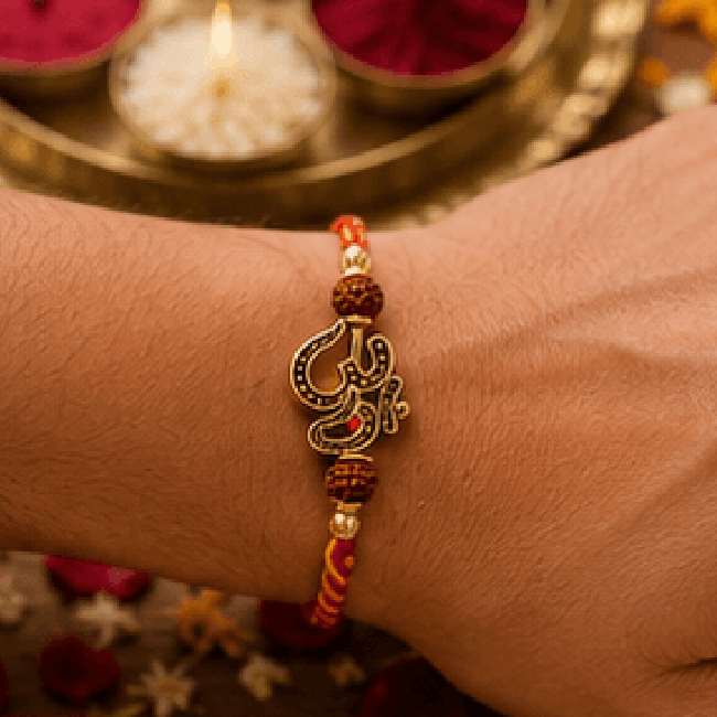 Sacred Om Rudraksha Spiritual Rakhi
