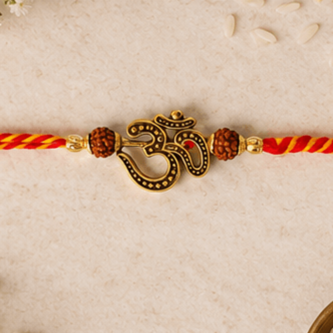 Sacred Om Rudraksha Spiritual Rakhi