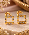Square Gold-Tone Crystal Accent Hoop Earrings for Women