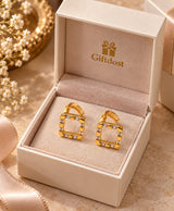 Square Gold-Tone Crystal Accent Hoop Earrings for Women