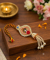 Radha Krishna Pearl Designer Lumba Rakhi