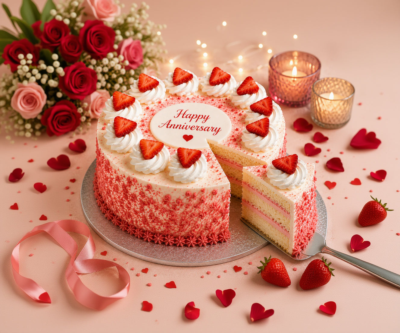 Strawberry Bliss Anniversary Cake