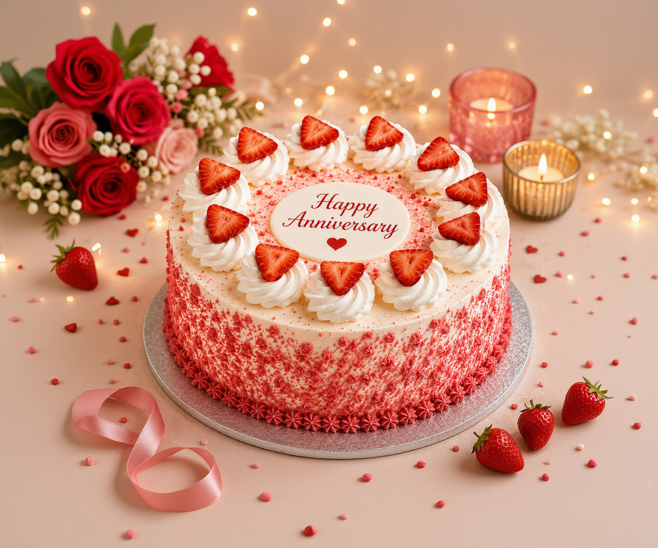 Strawberry Bliss Anniversary Cake