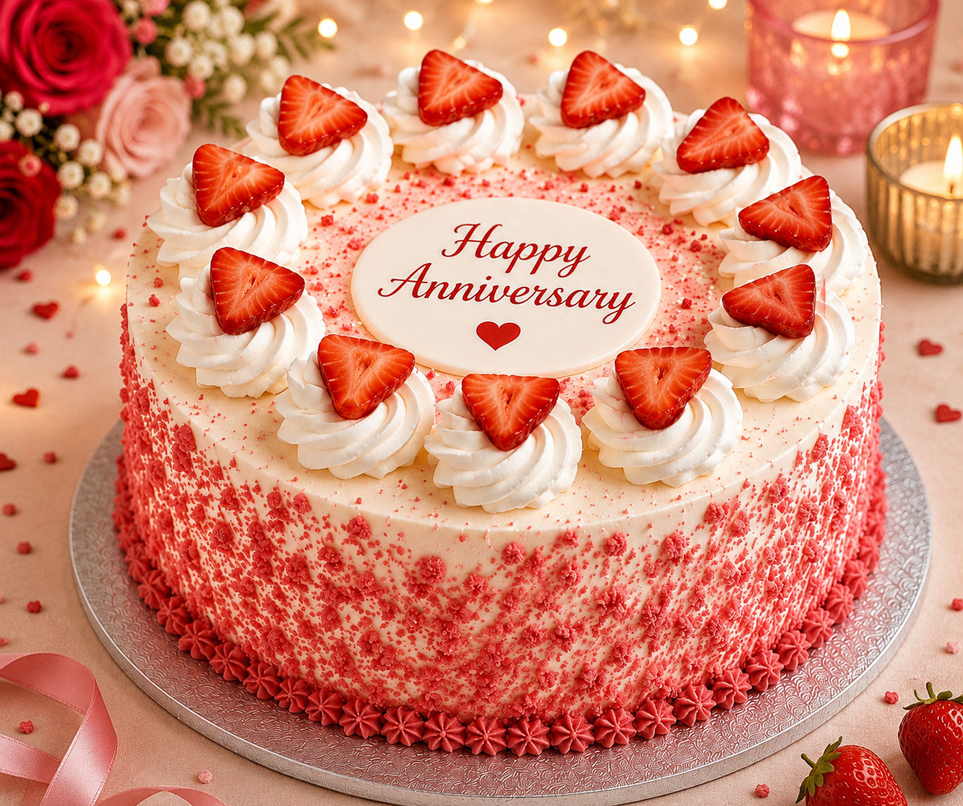 Strawberry Bliss Anniversary Cake