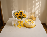 Cheerful Sunflowers & Pineapple Birthday Cake Combo