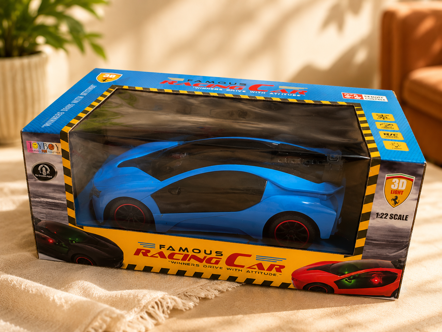 Blue Remote Control Racing Car with 3D Lights & Remote Controller