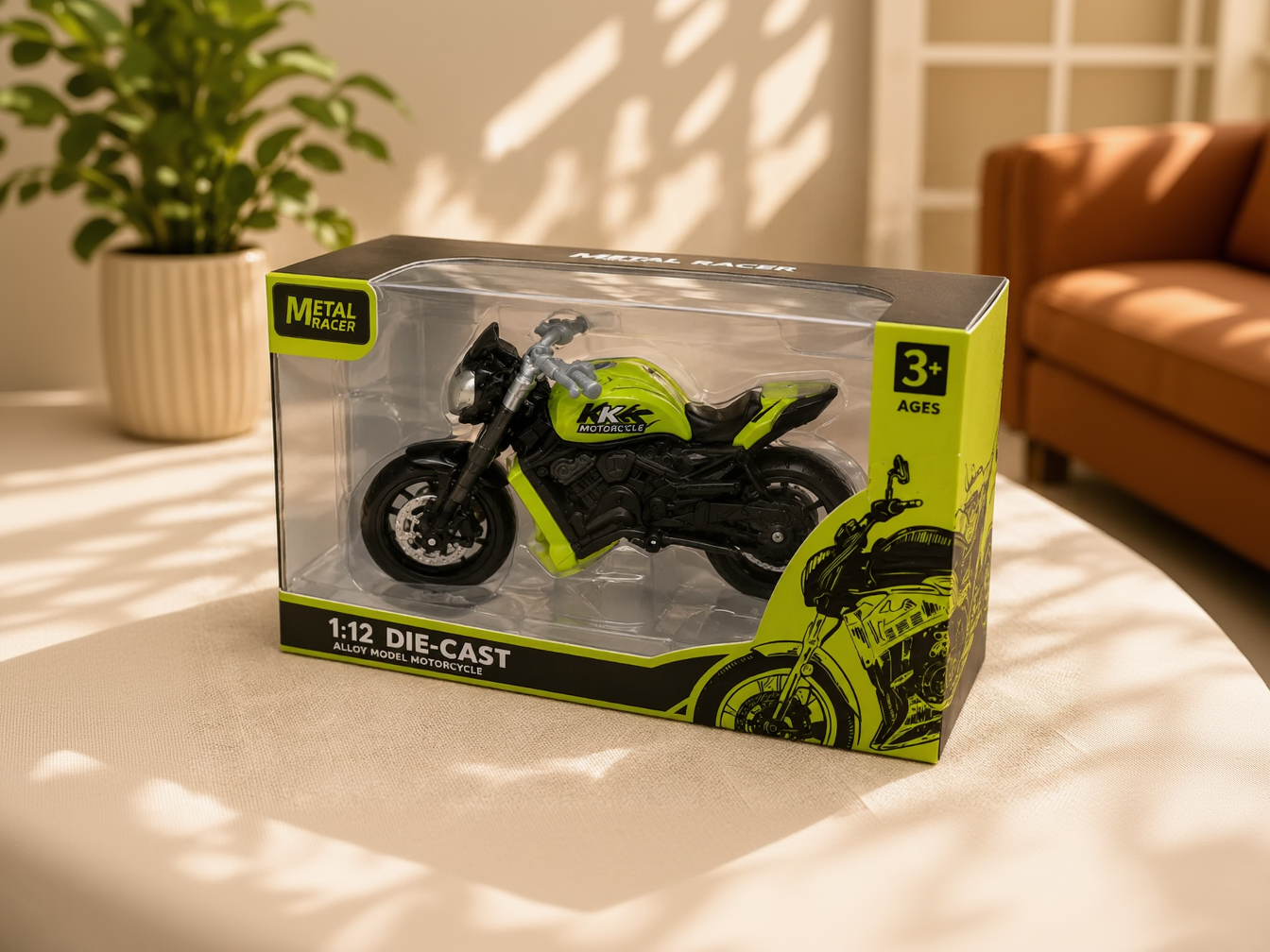 Die-Cast Metal Racer Motorcycle – Green