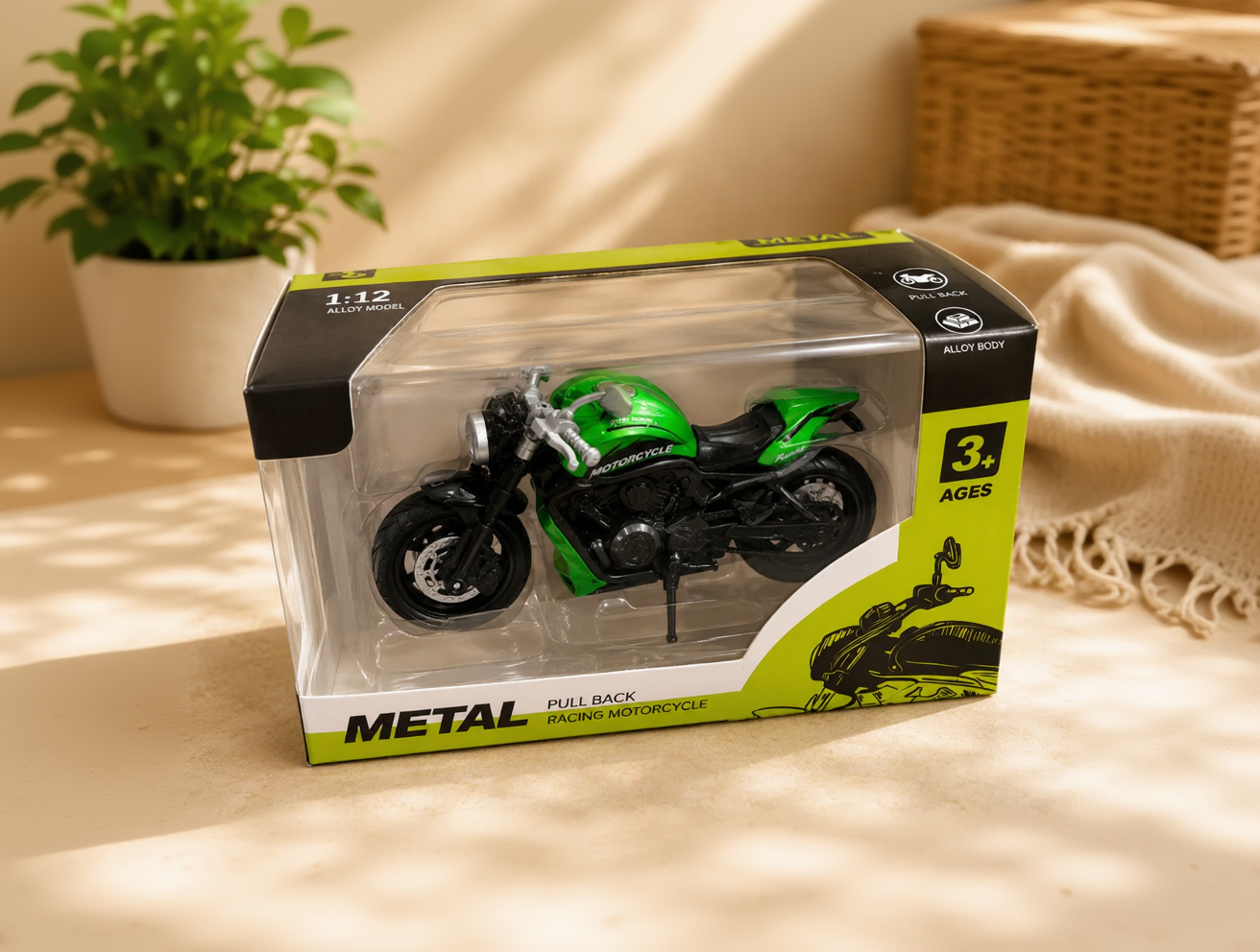 Metal Pull Back Racing Motorcycle – Green