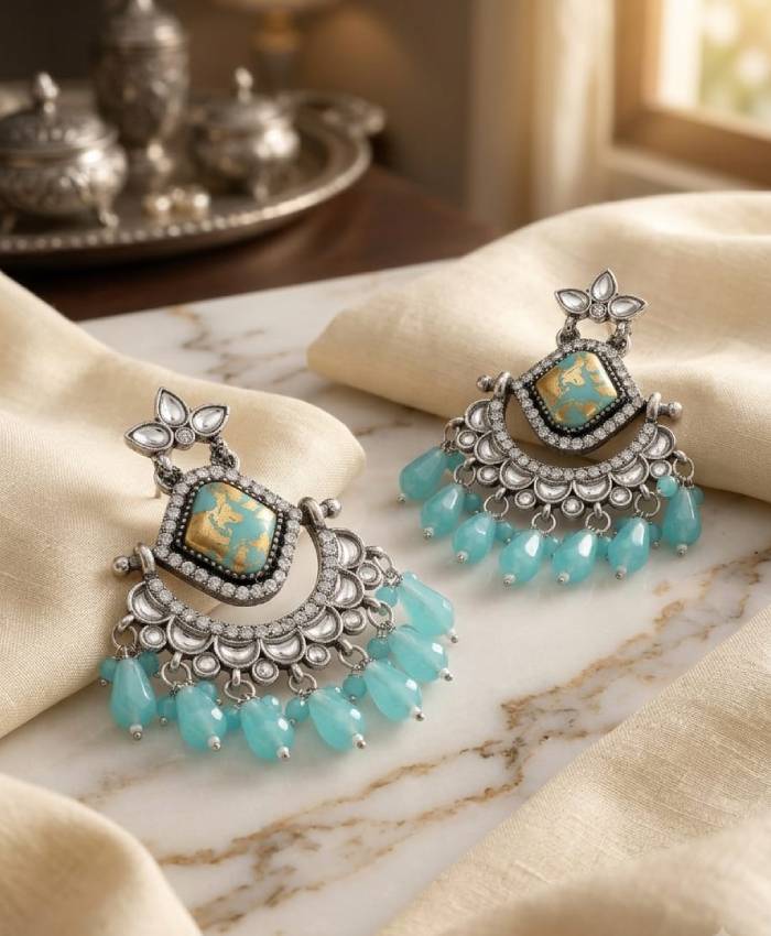 Turquoise Heritage Chandbali Earrings