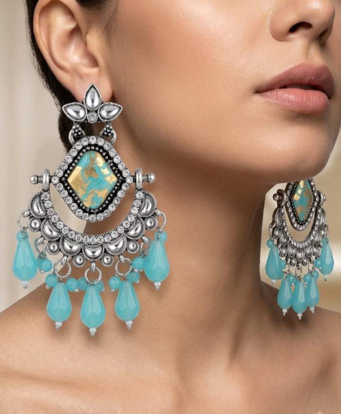 Turquoise Heritage Chandbali Earrings