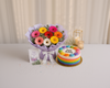 Vibrant Gerbera Bouquet & Rainbow Birthday Cake Combo