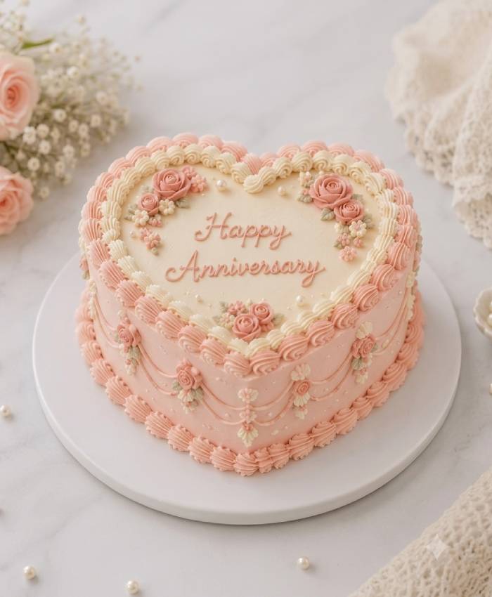 Vintage Heart Romance Cake
