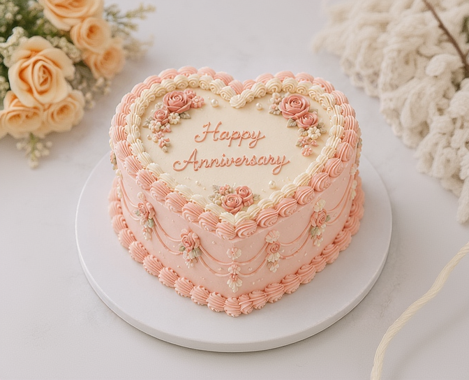 Vintage Heart Romance Cake