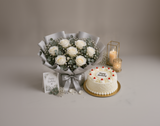 White Roses & White Forest Birthday Celebration Combo