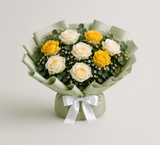 Yellow & White Roses Pineapple Anniversary Celebration Combo